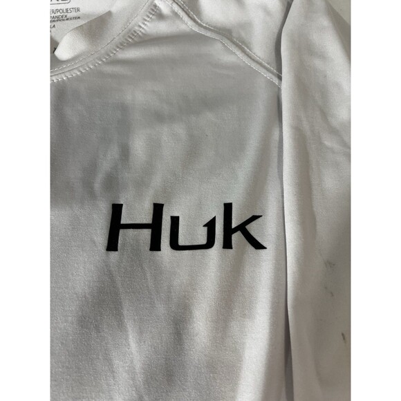 Huk Men's USA Flag Graphic White Dri Fit Long Sleeve Fishing Shirt Men’s 2XL - Picture 2 of 10